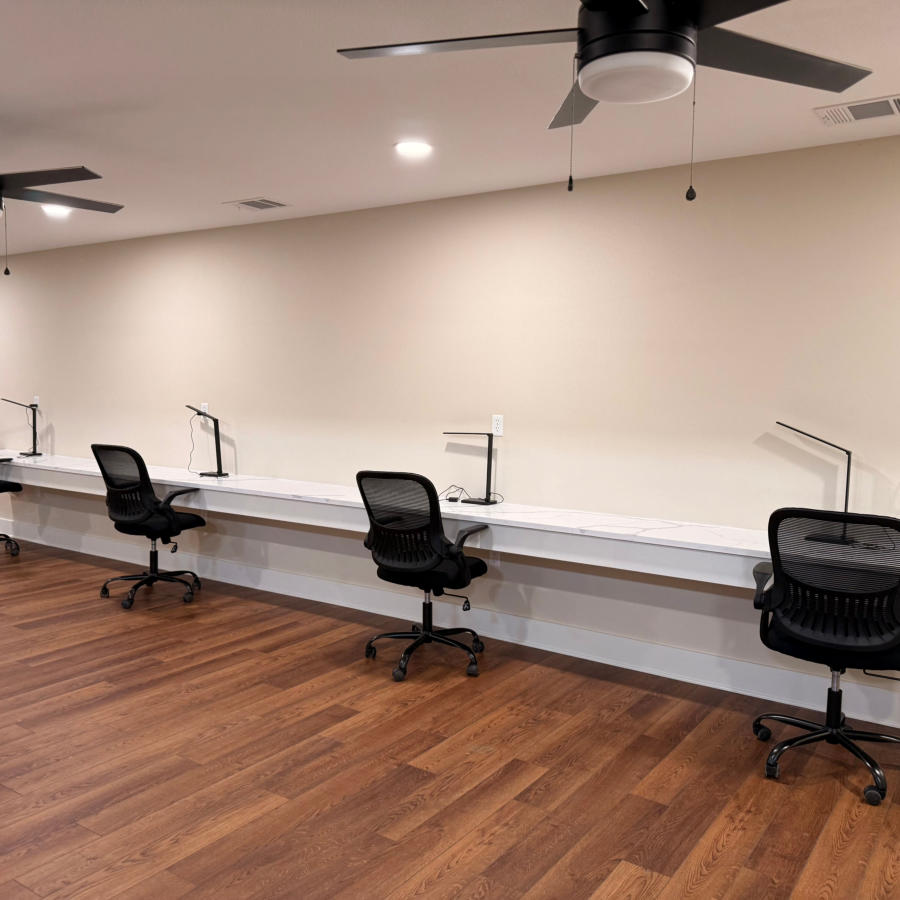 Business center workspace inside the clubhouse