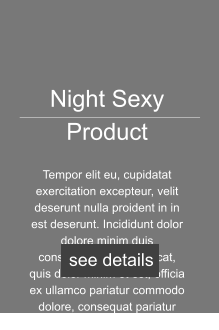 Night Sexy Product  Tempor elit eu, cupidatat exercitation excepteur, velit deserunt nulla proident in in est deserunt. Incididunt dolor dolore minim duis consectetur ad. Occaecat, quis dolor minim et est, officia ex ullamco pariatur commodo dolore, consequat pariatur sed culpa.  see details